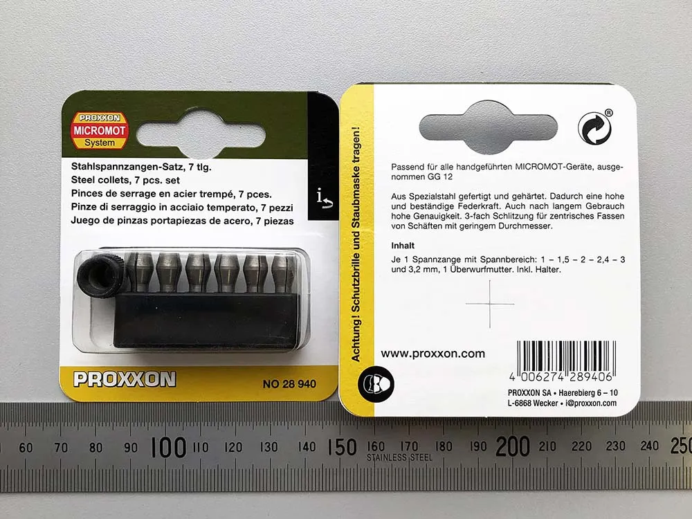 Стальные цанги Proxxon, 6 шт 28940 Стальные цанги Proxxon, 6 шт 28940