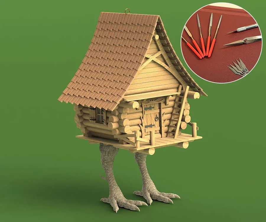 Избушка на курьих ножках, 140 деталей + (Стартовый набор инструментов) Избушка на курьих ножках, 140 деталей + (Стартовый набор инструментов)