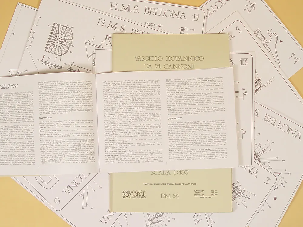 Чертеж корабля HMS Bellona, масштаб 1:100