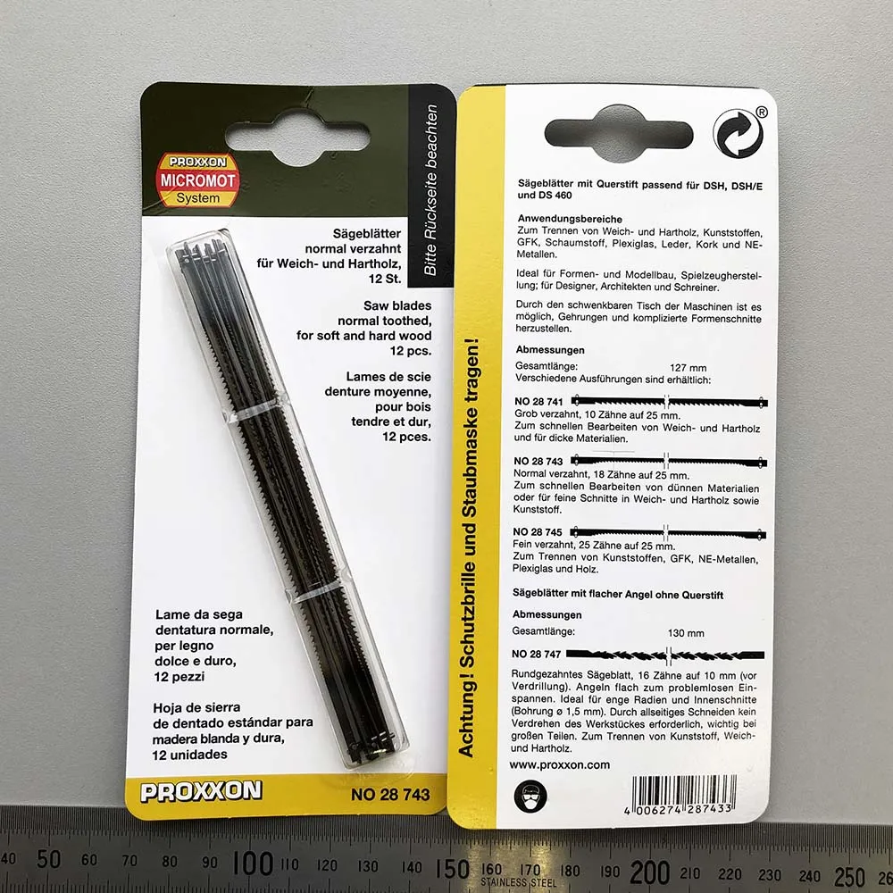 Пилки со штифтами для лобзика Proxxon DSH/E, средний зуб, 12 шт Пилки со штифтами для лобзика Proxxon DSH/E, средний зуб, 12 шт