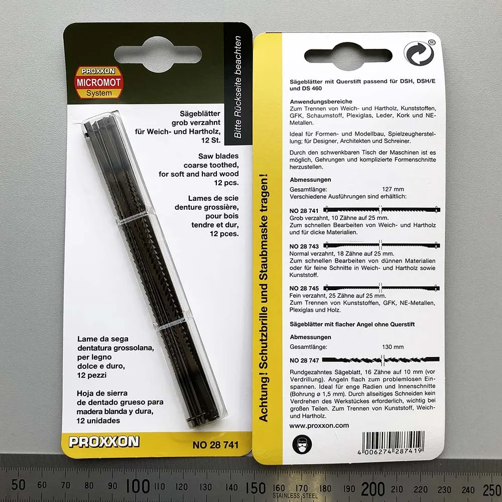 Пилки со штифтами для лобзика Proxxon DSH/E, крупный зуб, 12 шт Пилки со штифтами для лобзика Proxxon DSH/E, крупный зуб, 12 шт