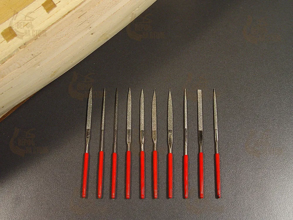 Набор из 10 тонких алмазных надфилей, 2х100 мм