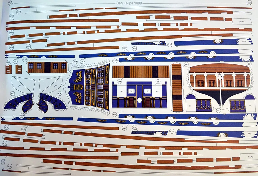 Модель из картона "San Felipe" испанский линейный корабль Модель из картона "San Felipe" испанский линейный корабль