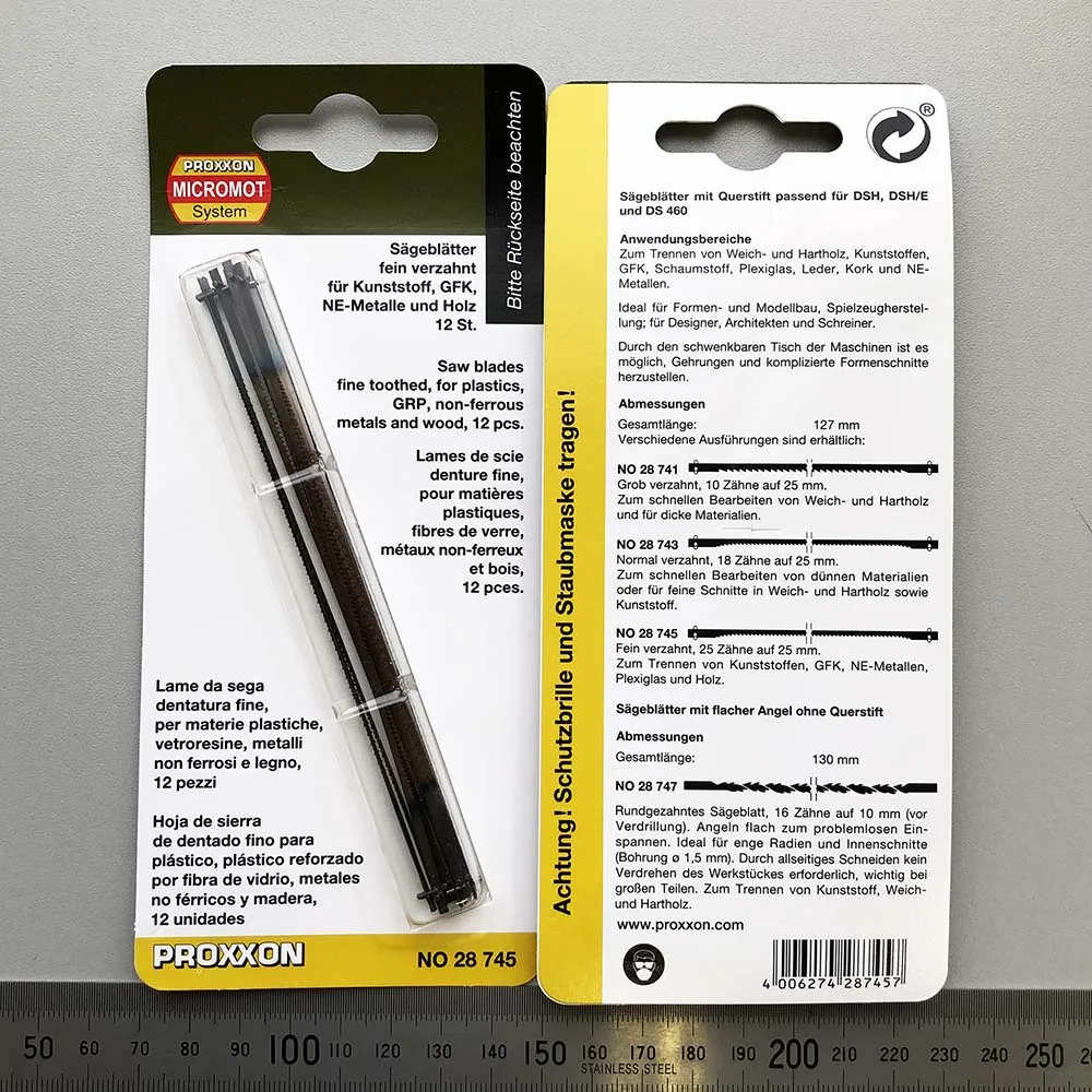 Пилки со штифтами для лобзика Proxxon DSH/E, мелкий зуб, 12 шт Пилки со штифтами для лобзика Proxxon DSH/E, мелкий зуб, 12 шт