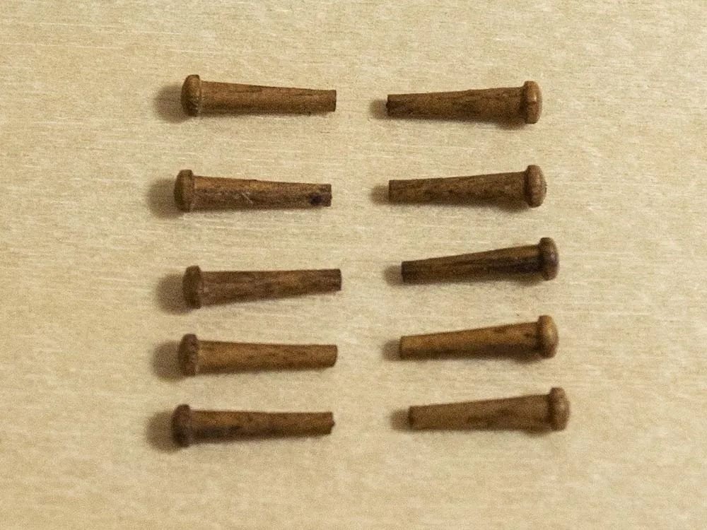 Деревянный гвоздь, орех, 8 мм, 10 шт