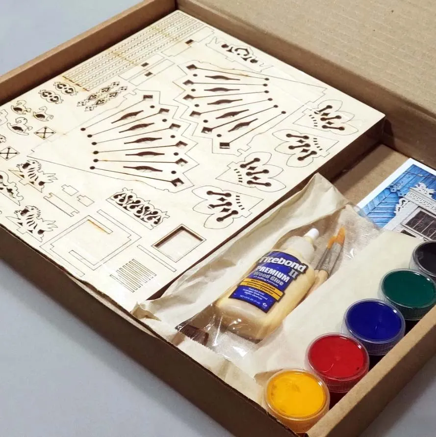 Сборная модель наличника "Драконы", 270 деталей + Клей и краски в комплекте Сборная модель наличника "Драконы", 270 деталей + Клей и краски в комплекте