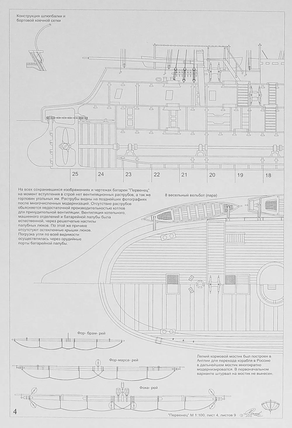 Чертеж броненосной батареи Первенец