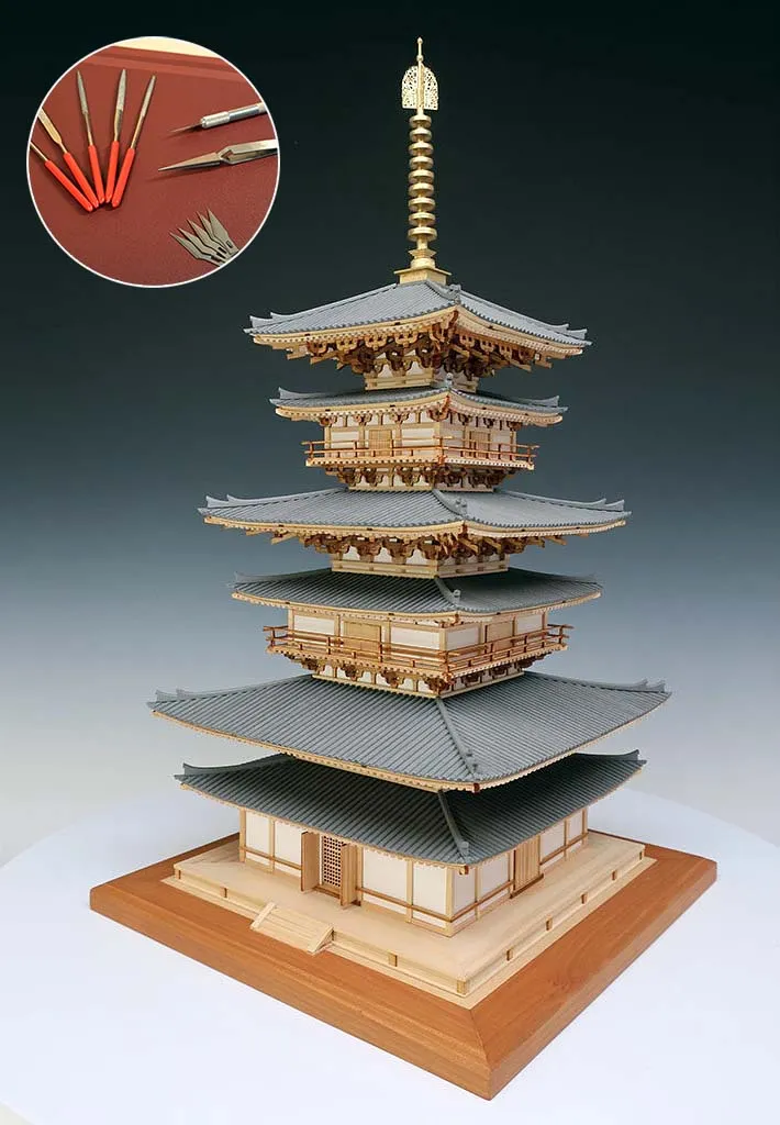3-х ярусная пагода Yakushiji (восточная) + (Стартовый набор инструментов)