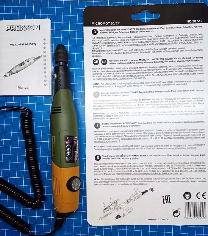 Бормашина Proxxon MICROMOT 60/EF (28512) + Блок питания регулируемый (28707) и набор сверл (28874) 28512 Бормашина Proxxon MICROMOT 60/EF (28512) + Блок питания регулируемый (28707) и набор сверл (28874) 28512