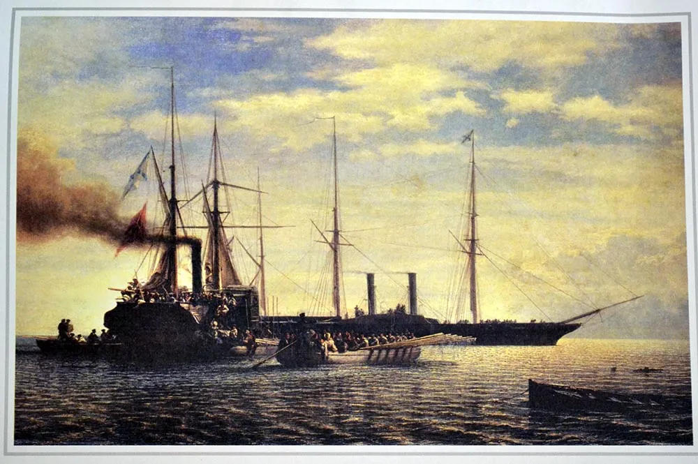 Модель из картона пароходофрегат "Владимир"