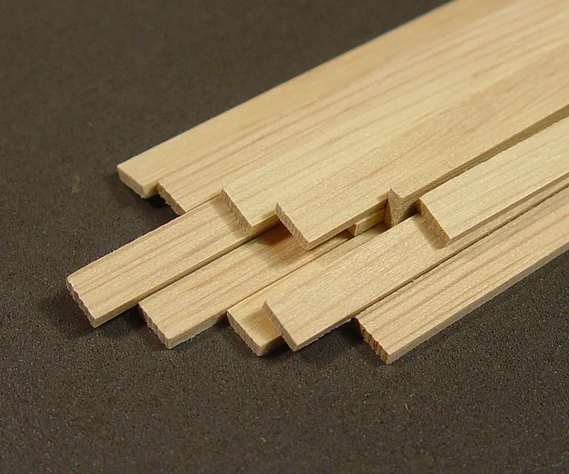 Рейка, белый граб, 1х4 мм, длина 400 мм, 2 шт