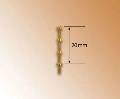 Леерная стойка с тремя отверстиями, латунь, 20 мм, 2 шт